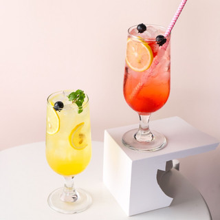 Bộ 6 Ly thủy tinh uống sinh tố, cốc thủy tinh có chân cao chuyên làm ly nước ép, soda 340ml 380ml