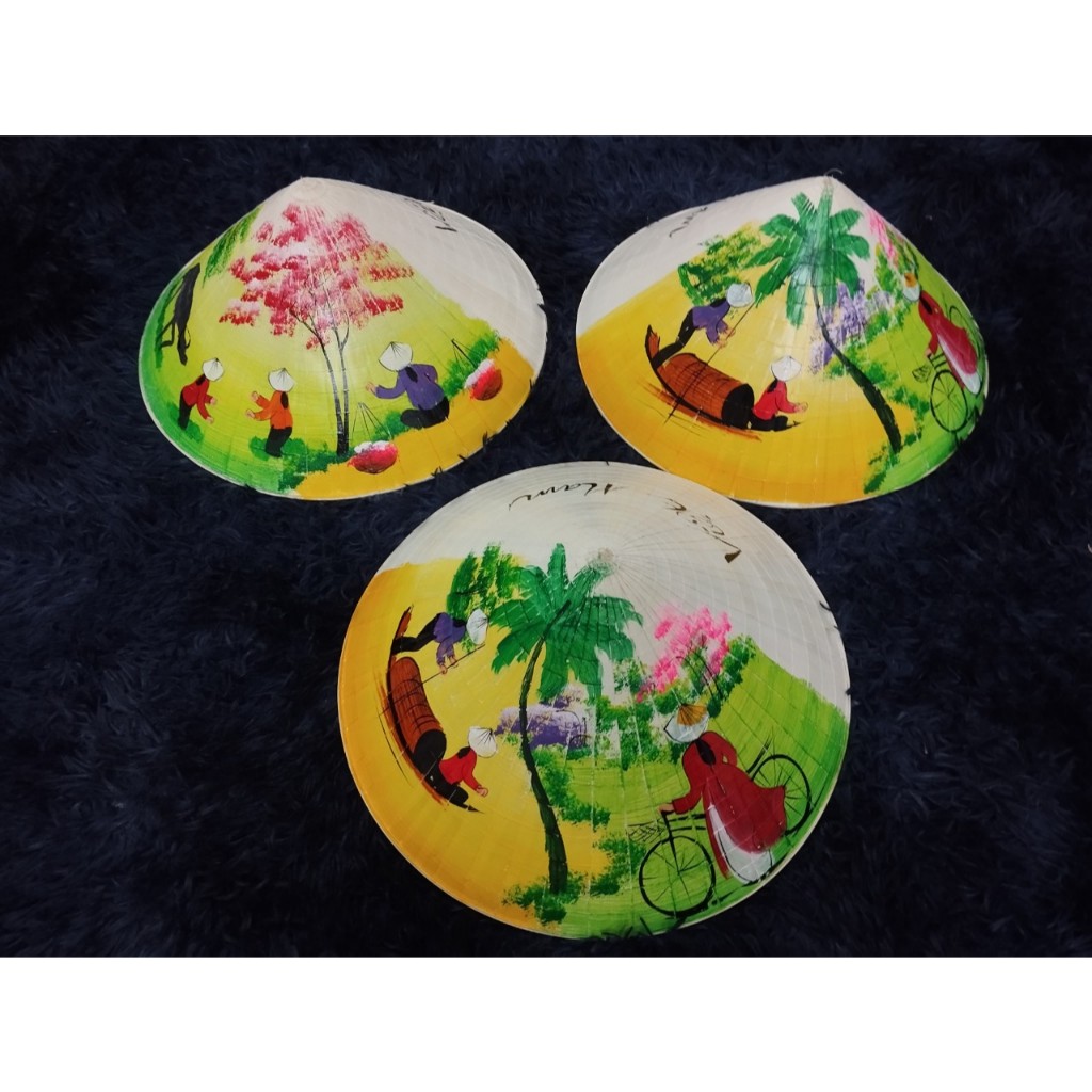 Nón Lá Vẽ Hoa, vẽ phong cảnh các loại siêu rẻ size 40cm (nón người lớn)