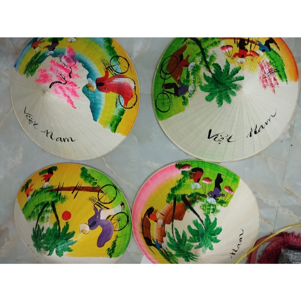 Nón Lá Vẽ Hoa, vẽ phong cảnh các loại siêu rẻ size 40cm (nón người lớn)