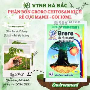 Phân bón lá Groro Chitosan 1 kích rễ cực mạnh - Gói 10ml Long Sinh, giúp tạo bộ rễ khỏe, ra rễ cực nhanh, nảy mầm tốt
