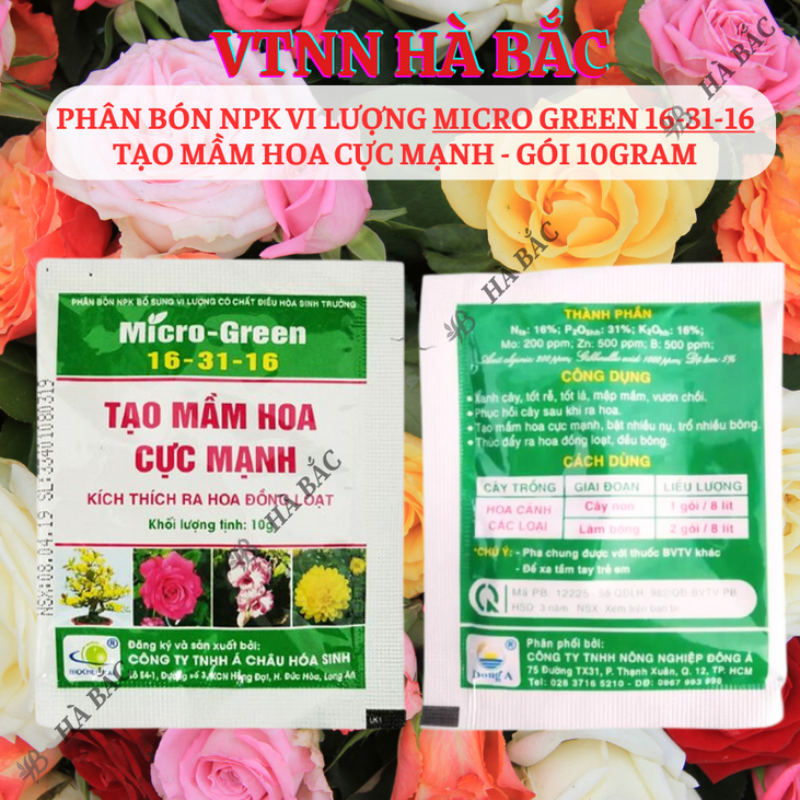 Phân Bón Lá NPK Micro-Green 16-31-16 (10gram), Bổ Sung Vi Lượng Và Chất Điều Hoà Sinh Trưởng, tạo mầm hoa cực mạnh