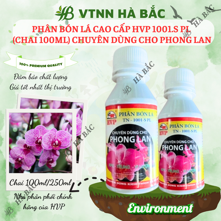 Phân Bón Lá Cao Cấp HVP 1001.S PL (Chai 100ml) Chuyên Dùng Cho Phong Lan, ra rễ mạnh, nẩy chồi lá xanh tốt