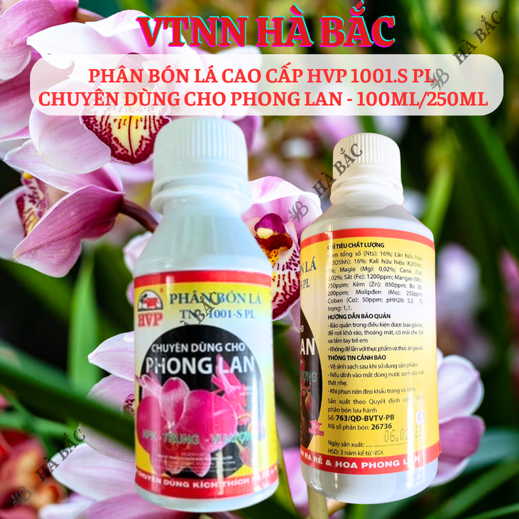 Phân Bón Lá Cao Cấp HVP 1001.S PL (Chai 100ml) Chuyên Dùng Cho Phong Lan, ra rễ mạnh, nẩy chồi lá xanh tốt