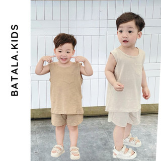 Bộ đồ mùa hè cho bé BATALA KIDS, Set quần áo cotton xược 4 màu kiểu Hàn Quốc cho bé trai bé gái thoáng mát thoải mái bé