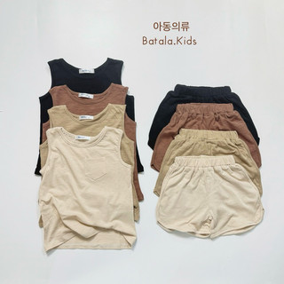 Bộ đồ mùa hè cho bé BATALA KIDS, Set quần áo cotton xược 4 màu kiểu Hàn Quốc cho bé trai bé gái thoáng mát thoải mái bé