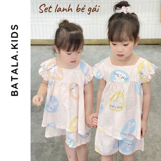 Set đồ lanh/tole Loại 1 cho bé gái BATALA KIDS, bộ quần áo mùa hè tay cộc quần đùi cho bé thoáng mát, mềm mịn LANH BÈO