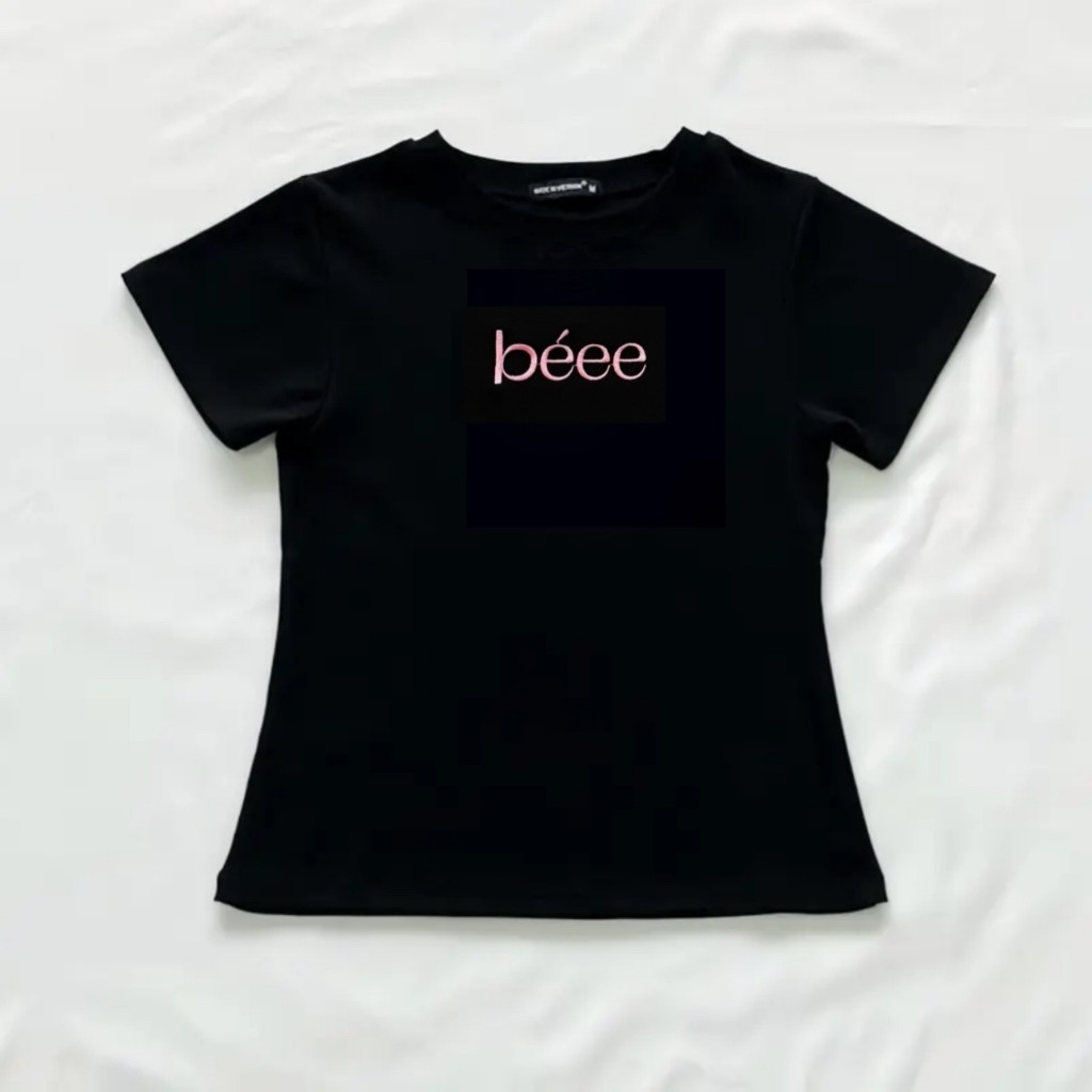 Áo thun cặp thêu chữ BÉEE cho nữ form body chất thun gân mỏng nhẹ MaMie unisex.sg