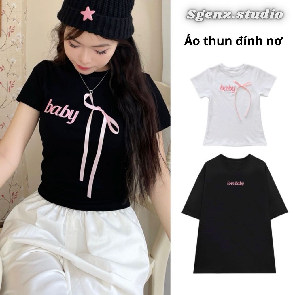 Áo thun thêu chữ BABY LOVE cho nữ form body chất thun tăm mỏng nhẹ