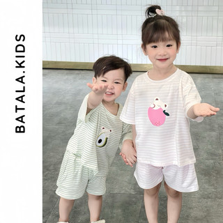 Bộ đồ mùa hè cho bé BATALA KIDS kiểu Hàn Quốc, Set quần áo cotton KẺ NGANG cho bé trai bé gái thoáng mát thoải mái 2024