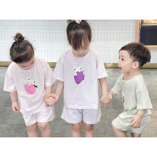 Bộ đồ mùa hè cho bé BATALA KIDS kiểu Hàn Quốc, Set quần áo cotton KẺ NGANG cho bé trai bé gái thoáng mát thoải mái 2024