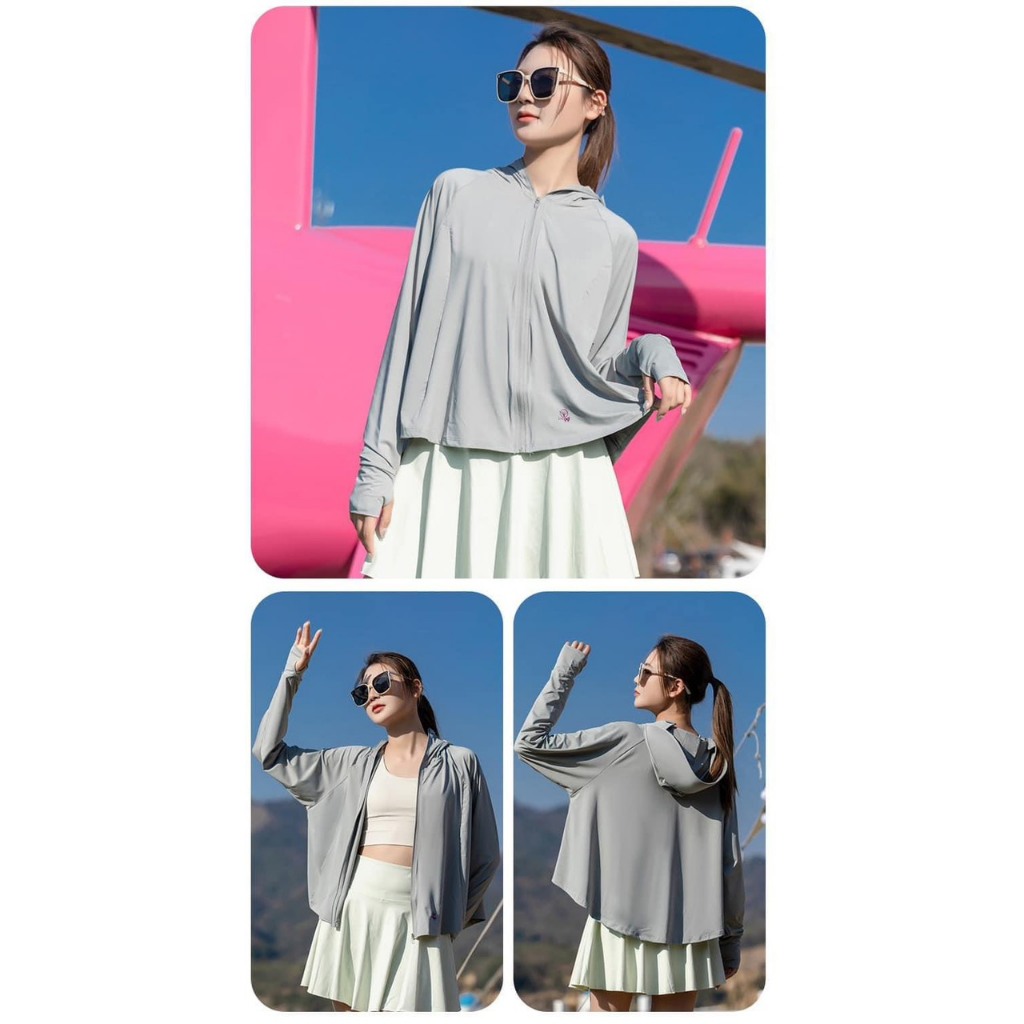 Áo chống nắng nữ croptop chống tia cực tím UPF 50+ chống tia UV chất lụa nhẹ mát lạnh rộng - XMTTONL