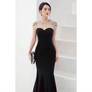 Đầm dạ hội đuôi cá phồi đô lưới sang trọng thanh lịch màu đỏ, đen, trắng, hồng, vàng.M020