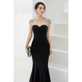 Đầm dạ hội đuôi cá phồi đô lưới sang trọng thanh lịch màu đỏ, đen, trắng, hồng, vàng.M020