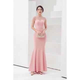 Đầm dạ hội đuôi cá phồi đô lưới sang trọng thanh lịch màu đỏ, đen, trắng, hồng, vàng.M020