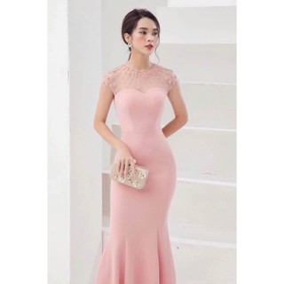 Đầm dạ hội đuôi cá phồi đô lưới sang trọng thanh lịch màu đỏ, đen, trắng, hồng, vàng.M020