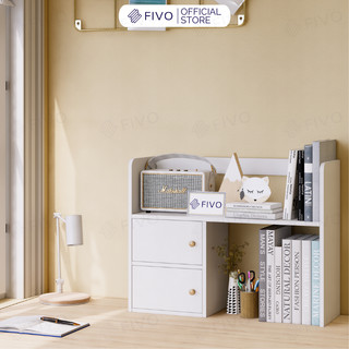 Kệ Gỗ Để Bàn FB21 FIVO Cao Cấp Màu Trắng Và Xám, Decor Bàn Học, Văn Phòng, Hộc Tủ Rộng Rãi, Đa Dạng Mẫu Mã, Màu Sắc