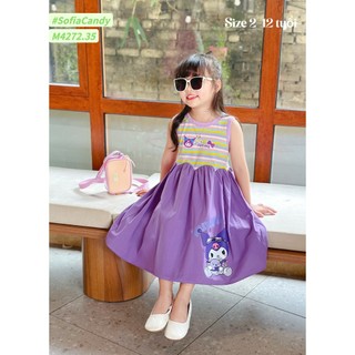 Siêu phẩm Kuromi - Hot hit vô cùng - in Pe bền đẹp Thân cotton kẻ hàng hiếm, dáng váy sang cực kỳ