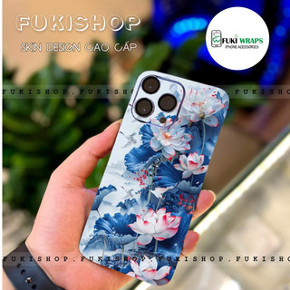 Tấm dán Skin Mặt Sau Mẫu Hoa Sen MS01 FULL VIỀN 15promax , 14promax , 13promax , 12promax , 11promax  - FukiShop