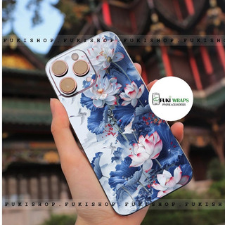 Tấm dán Skin Mặt Sau Mẫu Hoa Sen MS01 FULL VIỀN 15promax , 14promax , 13promax , 12promax , 11promax  - FukiShop