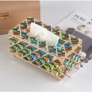 Phong cách châu Âu Crystal Tissue Box Trang chủ phòng khách sáng tạo xa xỉ rõ ràng đồ trang trí giấy vẽ hộp máy tính để