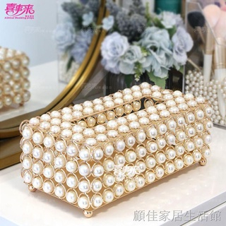 Phong cách châu Âu Crystal Tissue Box Trang chủ phòng khách sáng tạo xa xỉ rõ ràng đồ trang trí giấy vẽ hộp máy tính để