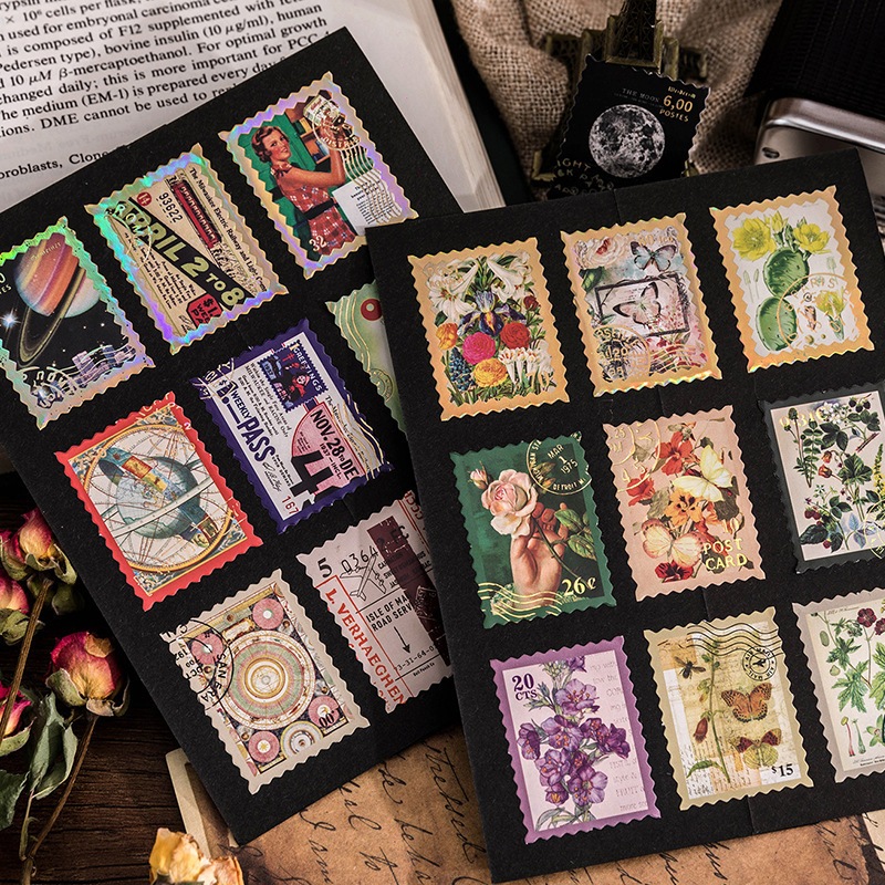 Enjoymore Hộp 45 Sticker Ánh Nhũ Tem Thư Retro Cực Đẹp Set Miếng Dán ...