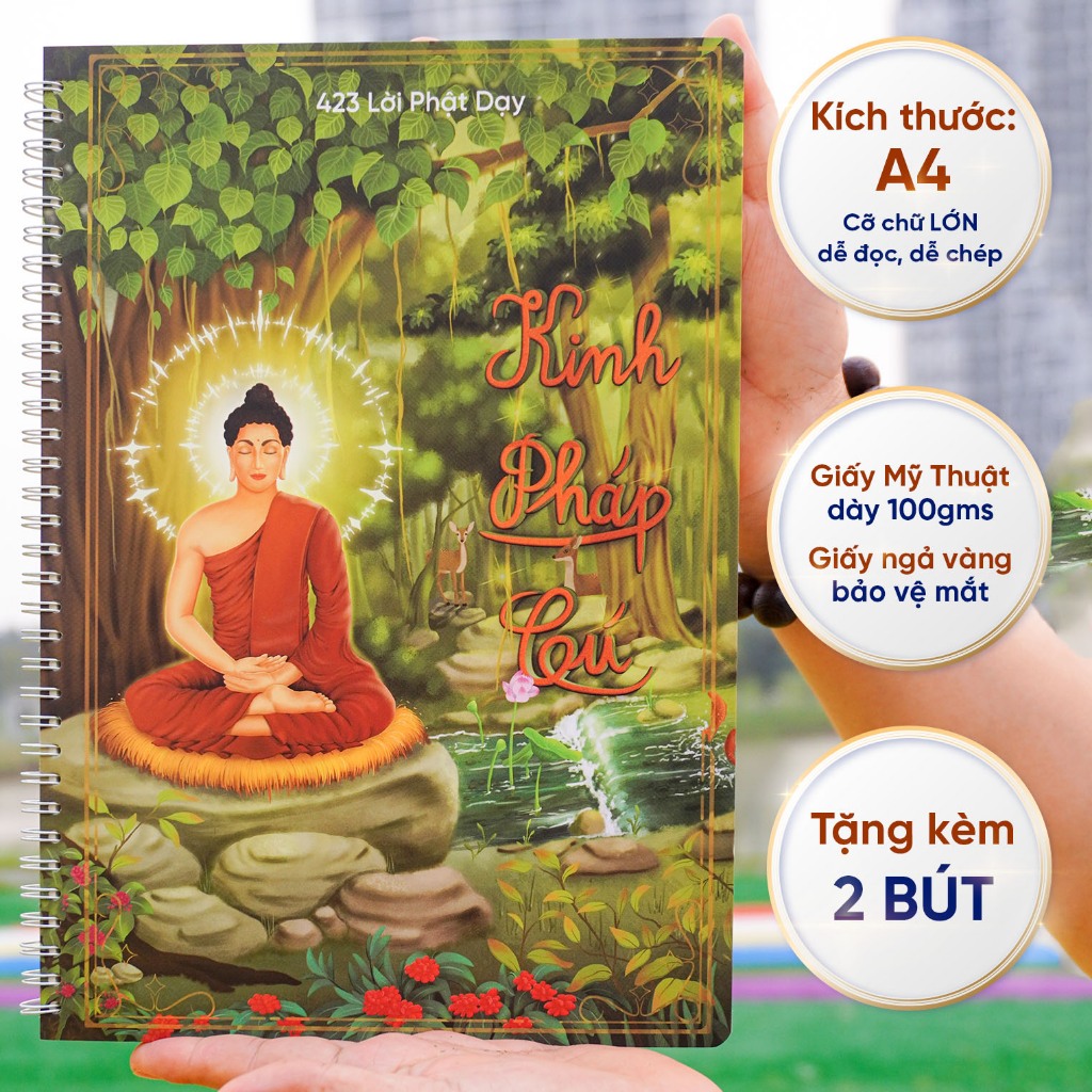Sổ chép KINH PHÁP CÚ- Vở chép chất lượng cao, giấy ngả vàng chống lóa mỏi mắt