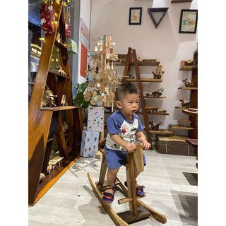 Ngựa bập bênh cho bé, ghế bập bênh gỗ tháo ráp, xe ngựa bập bênh cho bé chịu lực 60Kg Chàng Trai Gỗ