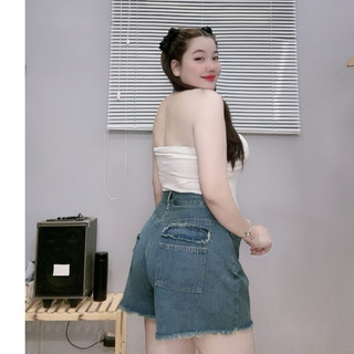 Quần jean rách Nhỏ Clothing bigsize nữ lưng cao dáng chữ A không co giãn, Quần short bò nữ 58-93kg trẻ trung  J3