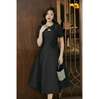 Đầm xòe 7 mảnh bống eo thanh lịch sang trọng[ váy nữ thiết kế] màu đen, đỏ, trắng, vàng.X033