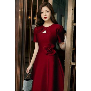 Đầm xòe 7 mảnh bống eo thanh lịch sang trọng[ váy nữ thiết kế] màu đen, đỏ, trắng, vàng.X033