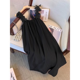 [Slii Homewear] Váy lụa trơn bồng bềnh 2 lớp, dây váy may kiểu lá phong cách tiểu thư.