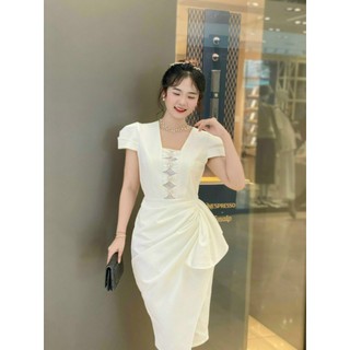 Đầm body nơ kiểu tà khắn thanh lịch sang trọng màu đỏ, trắng, xanh lá.B055