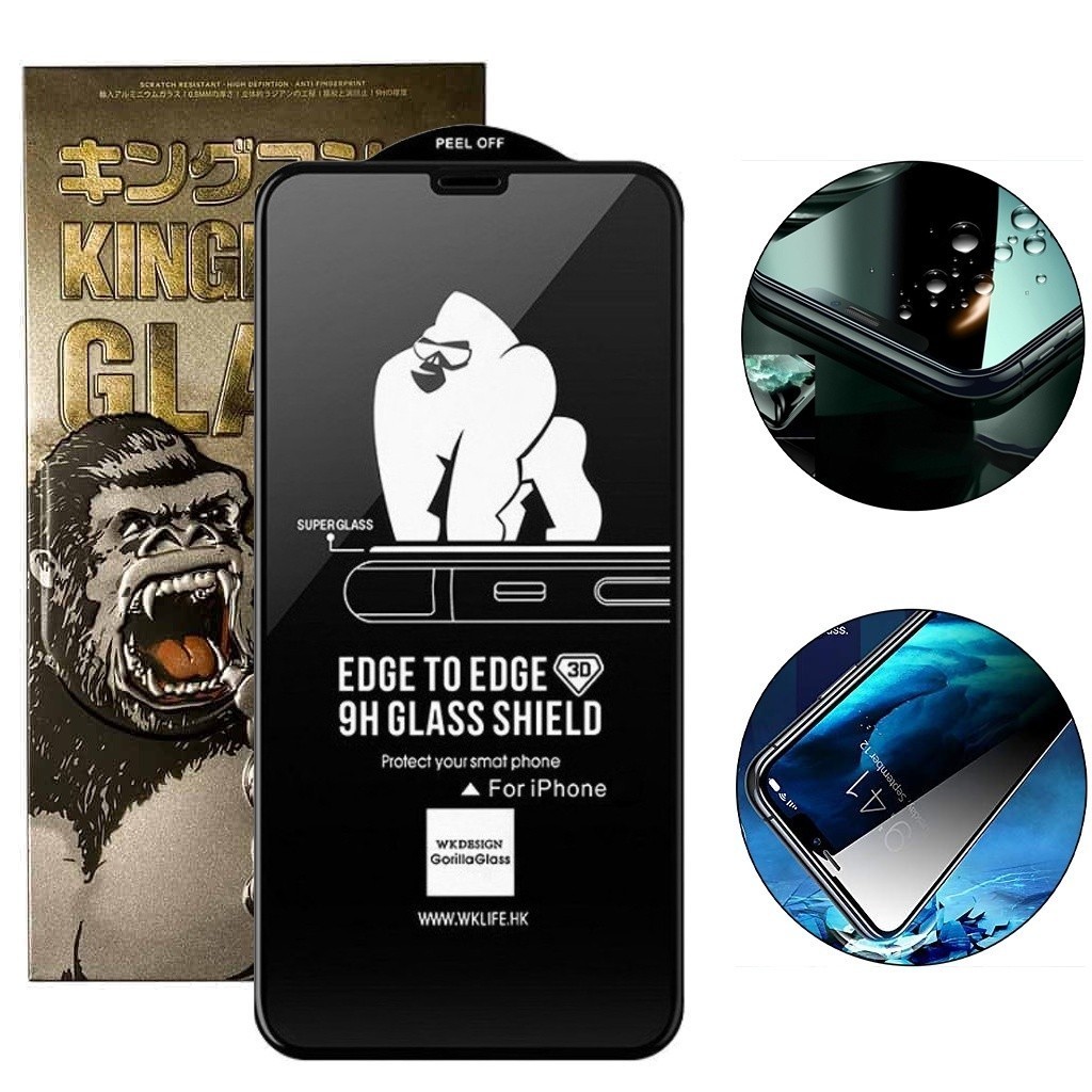 Kính cường lực iPhone KingKong 3D Full màn trong suốt cho 7/8Plus X Xs Xr Xsm 11 12 13 14 15Pro max - Beman