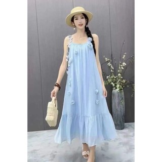 [Slii Homewear] Đầm Maxi 2 dây trơn đính hoa nhiều lớp nhẹ nhàng tiểu thư cho các nàng