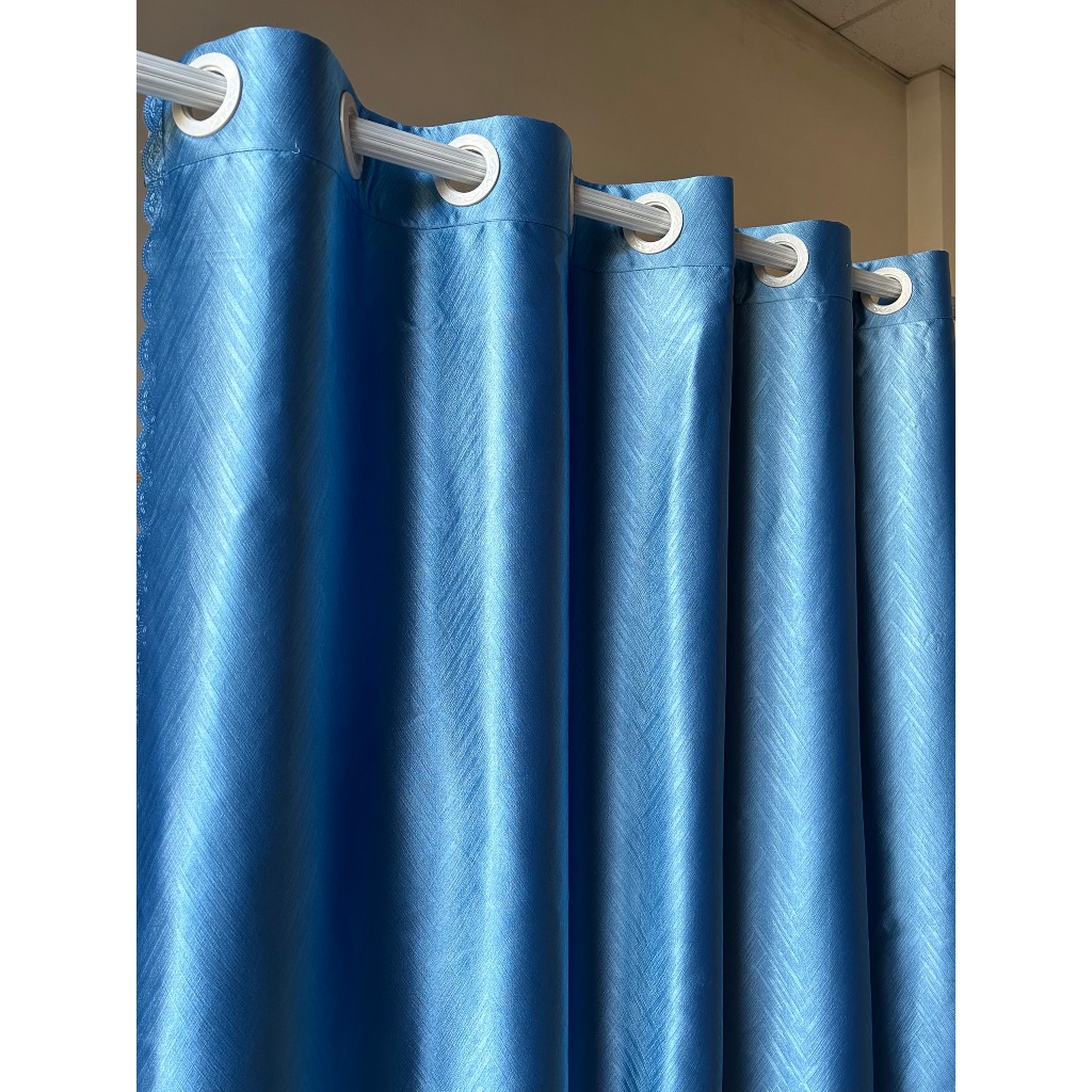 Rèm cửa màu xanh dương, rèm khoen, chống nắng cản sáng 90%, ngăn được hơi máy lạnh, cửa sổ, cửa chính, gác lửng