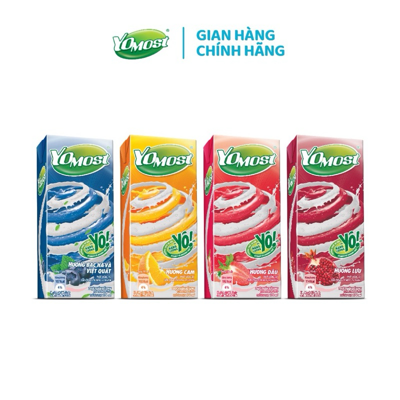 Thùng 48 hộp sữa chua uống Yomost Cam - Dâu - Việt Quốc - Lựu ( 48hộp x ...