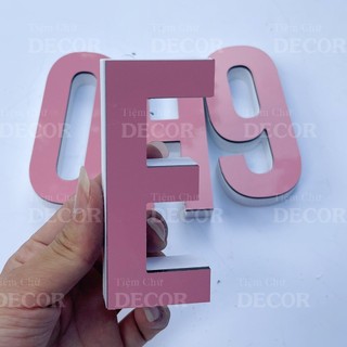 Chữ Nổi Hồng 10cm dày 15mm T1 In Hoa Dán Tường Trang Trí Tiệm - Chữ 3D Decor Biển quảng cáo Chất Liệu Fomex Alu