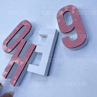 Chữ Nổi Hồng 10cm dày 15mm T1 In Hoa Dán Tường Trang Trí Tiệm - Chữ 3D Decor Biển quảng cáo Chất Liệu Fomex Alu