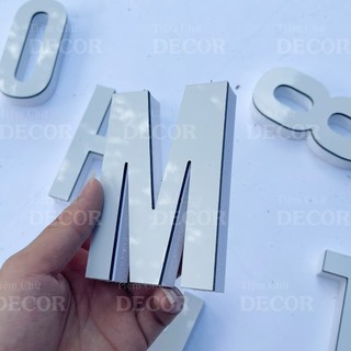 Chữ Nổi Trắng 10cm dày 15mm T1 In Hoa Dán Tường Trang Trí Tiệm - Chữ 3D Decor Biển quảng cáo Chất Liệu Fomex Alu