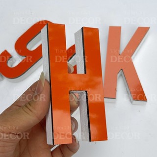 Chữ Nổi Cam 10cm dày 15mm T1 In Hoa Dán Tường Trang Trí Tiệm - Chữ 3D Decor Biển quảng cáo Chất Liệu Fomex Alu
