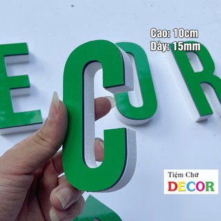 Chữ Nổi Xanh Lá 10cm dày 15mm T1 In Hoa Dán Tường Trang Trí Tiệm - Chữ 3D Decor Biển quảng cáo Chất Liệu Fomex Alu