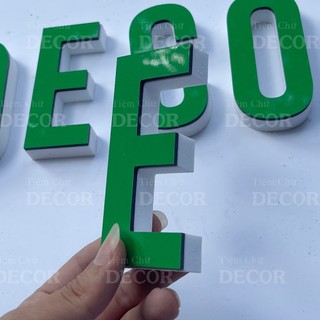 Chữ Nổi Xanh Lá 10cm dày 15mm T1 In Hoa Dán Tường Trang Trí Tiệm - Chữ 3D Decor Biển quảng cáo Chất Liệu Fomex Alu