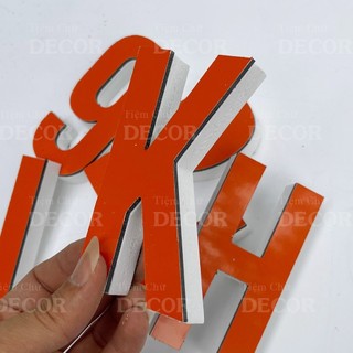 Chữ Nổi Cam 10cm dày 15mm T1 In Hoa Dán Tường Trang Trí Tiệm - Chữ 3D Decor Biển quảng cáo Chất Liệu Fomex Alu