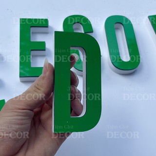 Chữ Nổi Xanh Lá 10cm dày 15mm T1 In Hoa Dán Tường Trang Trí Tiệm - Chữ 3D Decor Biển quảng cáo Chất Liệu Fomex Alu