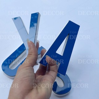 Chữ Nổi Xanh Lam 10cm dày 15mm T1 In Hoa Dán Tường Trang Trí Tiệm - Chữ 3D Decor Biển quảng cáo Chất Liệu Fomex Alu
