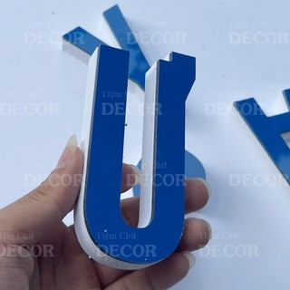 Chữ Nổi Xanh Lam 10cm dày 15mm T1 In Hoa Dán Tường Trang Trí Tiệm - Chữ 3D Decor Biển quảng cáo Chất Liệu Fomex Alu