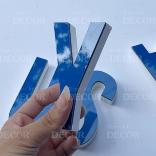 Chữ Nổi Xanh Lam 10cm dày 15mm T1 In Hoa Dán Tường Trang Trí Tiệm - Chữ 3D Decor Biển quảng cáo Chất Liệu Fomex Alu
