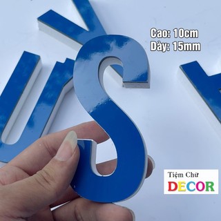 Chữ Nổi Xanh Lam 10cm dày 15mm T1 In Hoa Dán Tường Trang Trí Tiệm - Chữ 3D Decor Biển quảng cáo Chất Liệu Fomex Alu