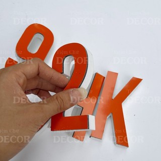 Chữ Nổi Cam 10cm dày 15mm T1 In Hoa Dán Tường Trang Trí Tiệm - Chữ 3D Decor Biển quảng cáo Chất Liệu Fomex Alu
